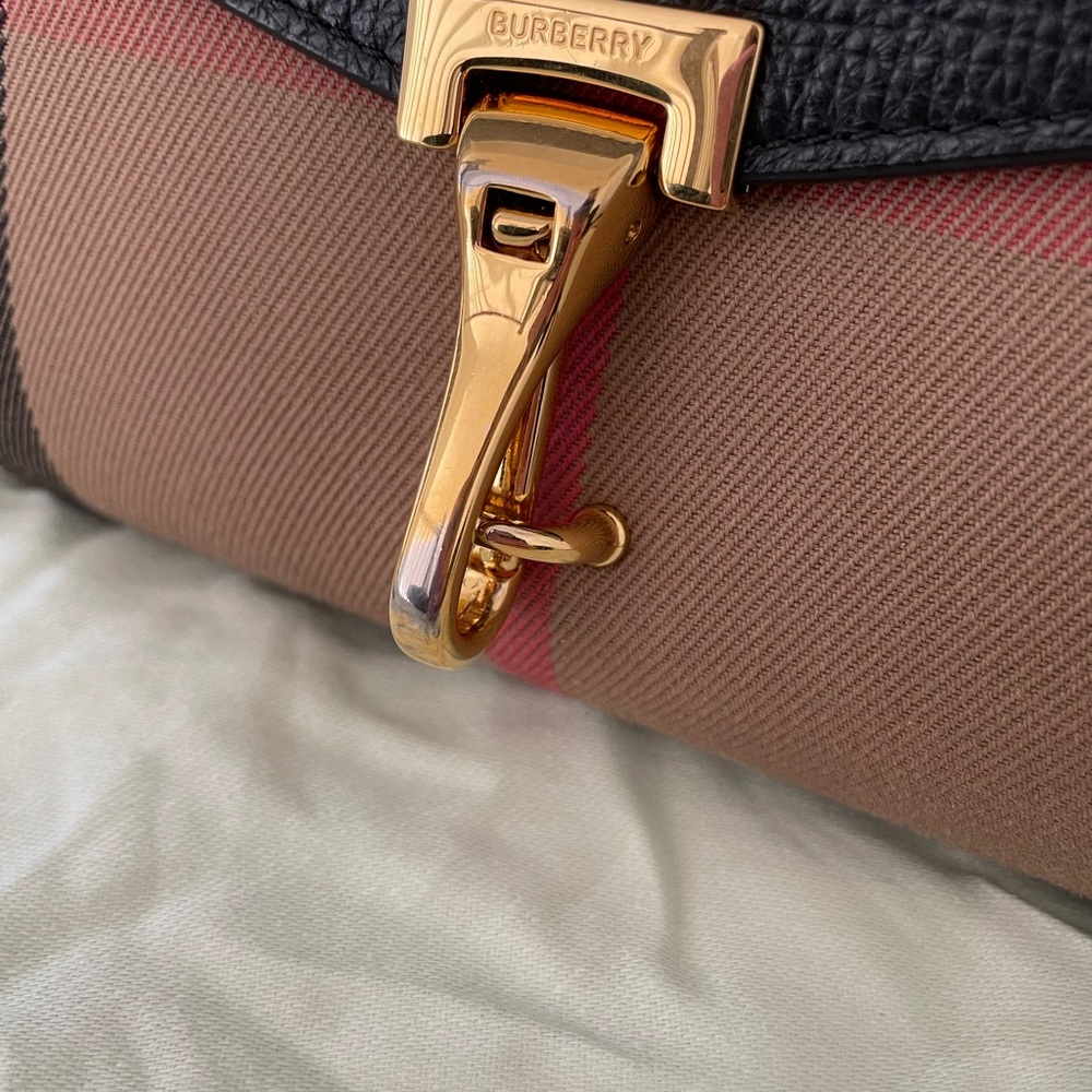 Burberry Macken Check Black Leather Crossbody Bag - Picture 7 of 7